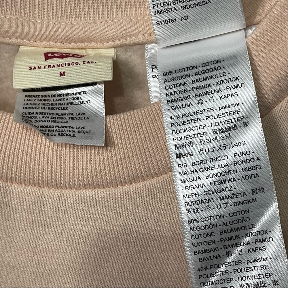 Levi's Tops | Women's Levi's Cropped Graphic Logo Sweatshirt color:peach size M - Picture 8 of 10